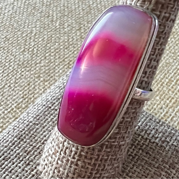 Pink Agate Ring Size 8.5+ - Picture 3 of 4